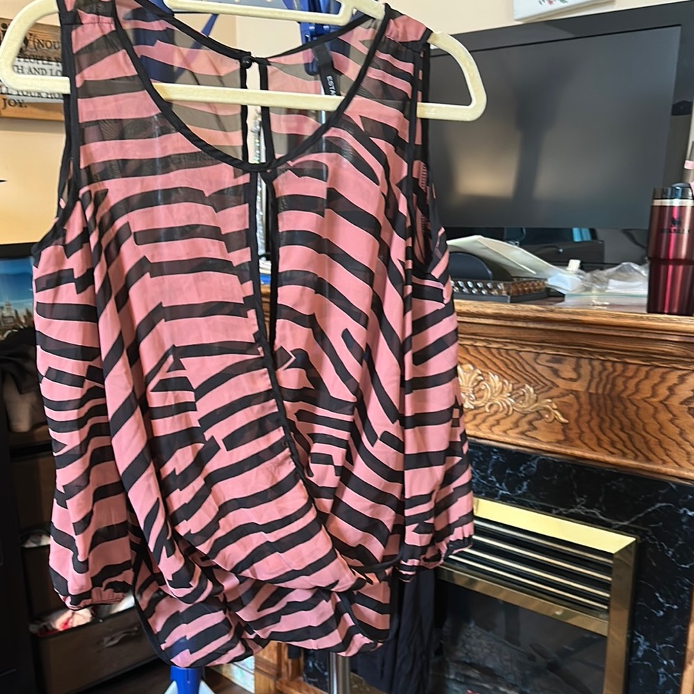 Pink and Black Striped Women's Top